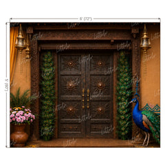 LB1647W Divine Peacock Heritage Door Wall Backdrop