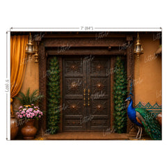 LB1647W Divine Peacock Heritage Door Wall Backdrop