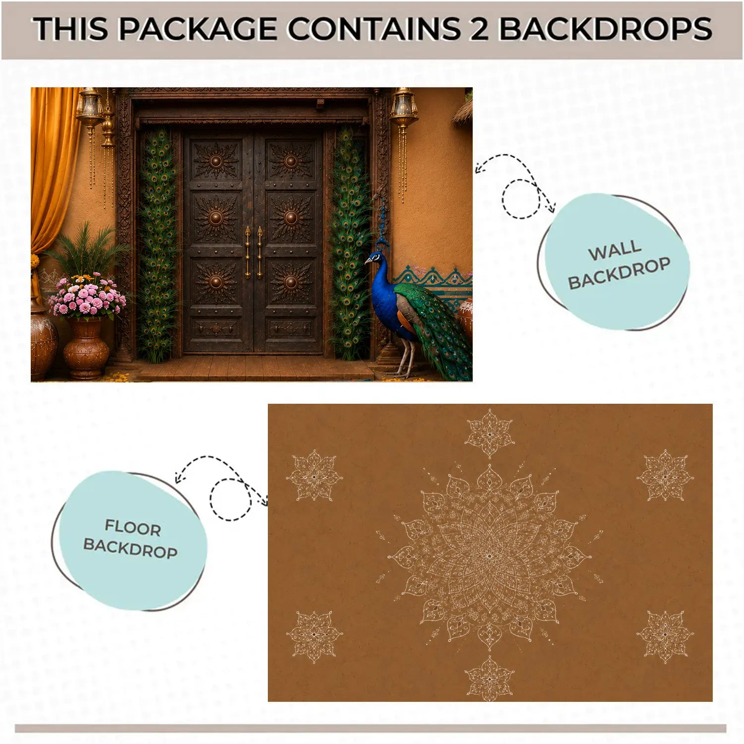 LB1647C Divine Peacock Heritage Door Wall & Floor Duodrop (2 Pcs)