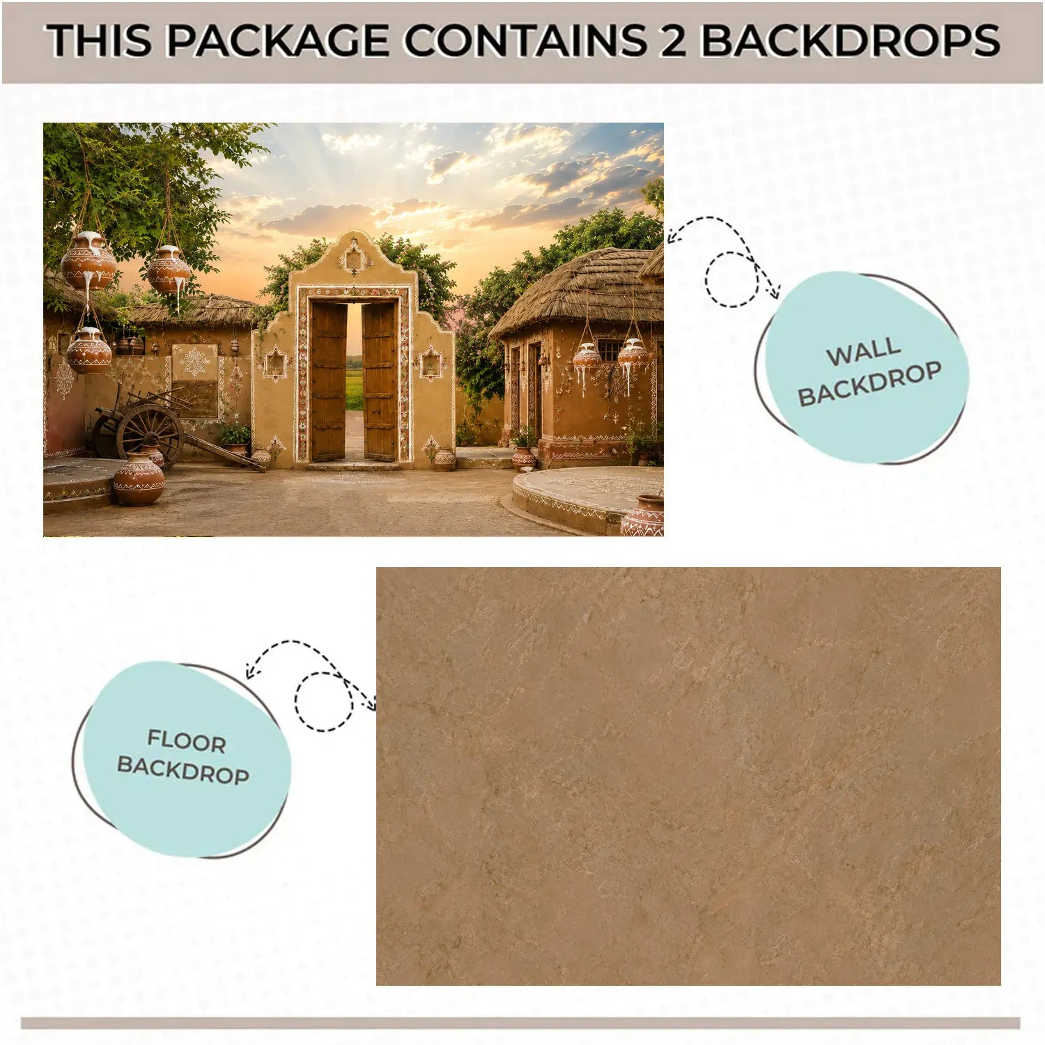 LB1648C Divine Krishna Gokul Village Entrance Floor & Wall Duodrop (2 Pcs)