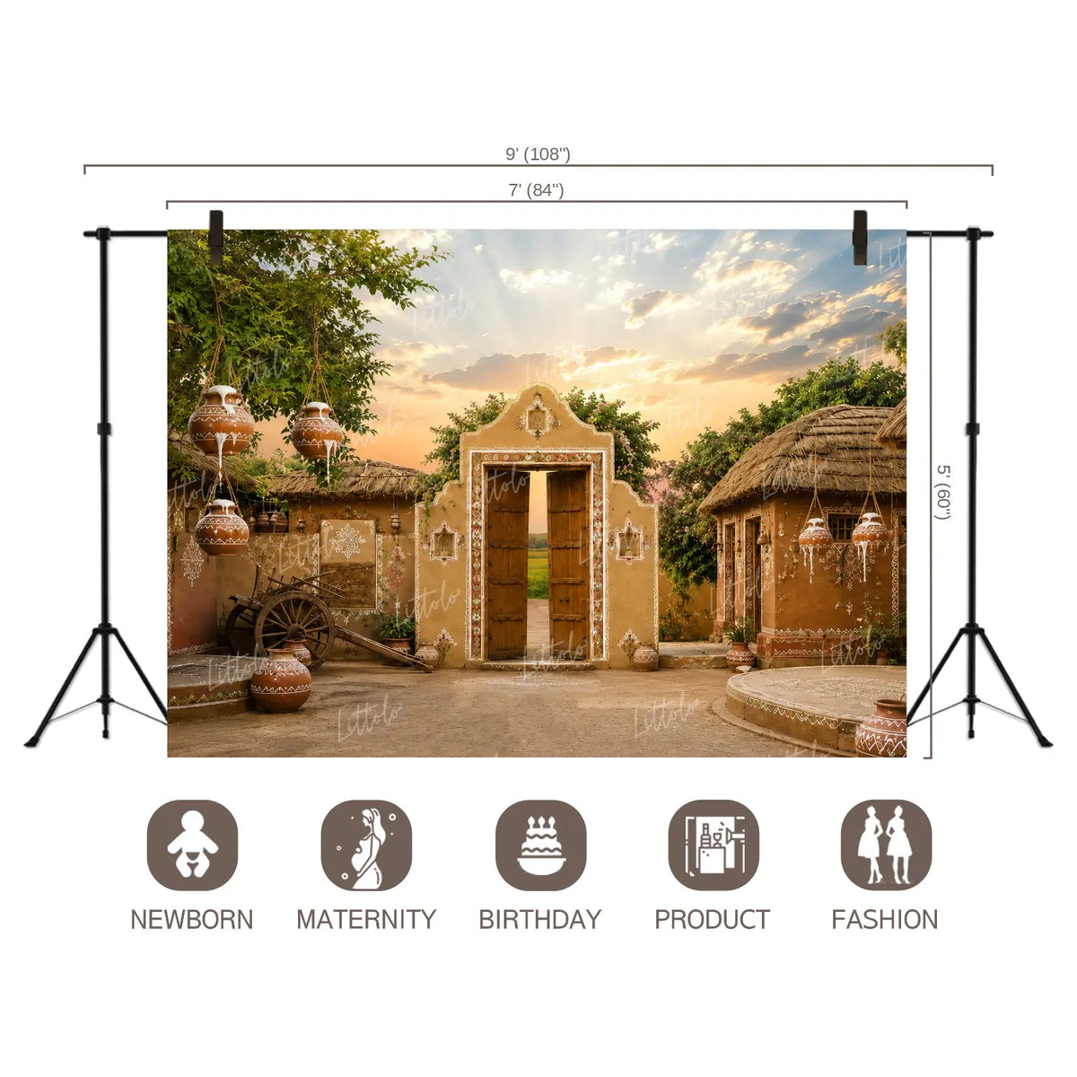 LB1648C Divine Krishna Gokul Village Entrance Floor & Wall Duodrop (2 Pcs)