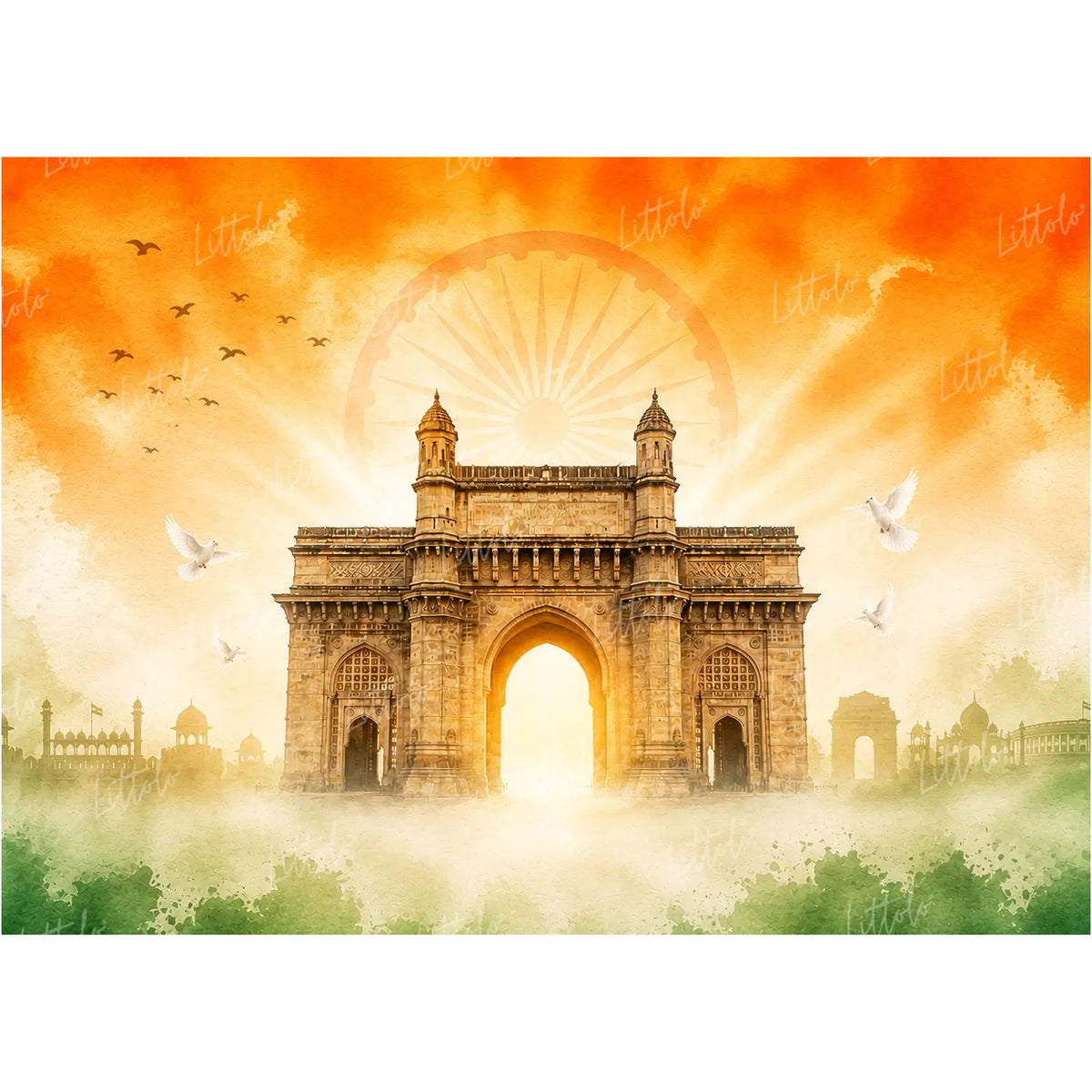 LB1652 India Gate With Tricolor Backdrop