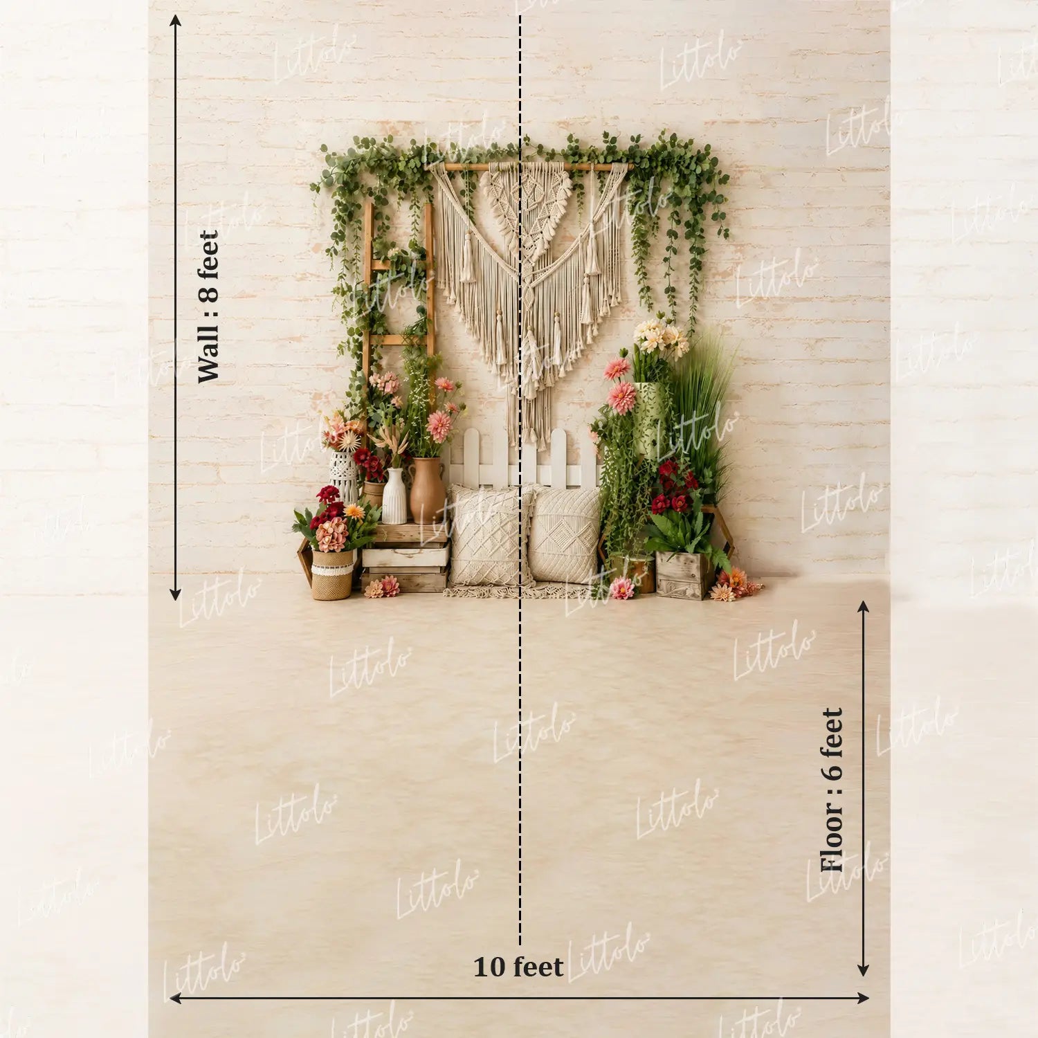 LB1656 Bohemian Macrame Floral Maternity Backdrop