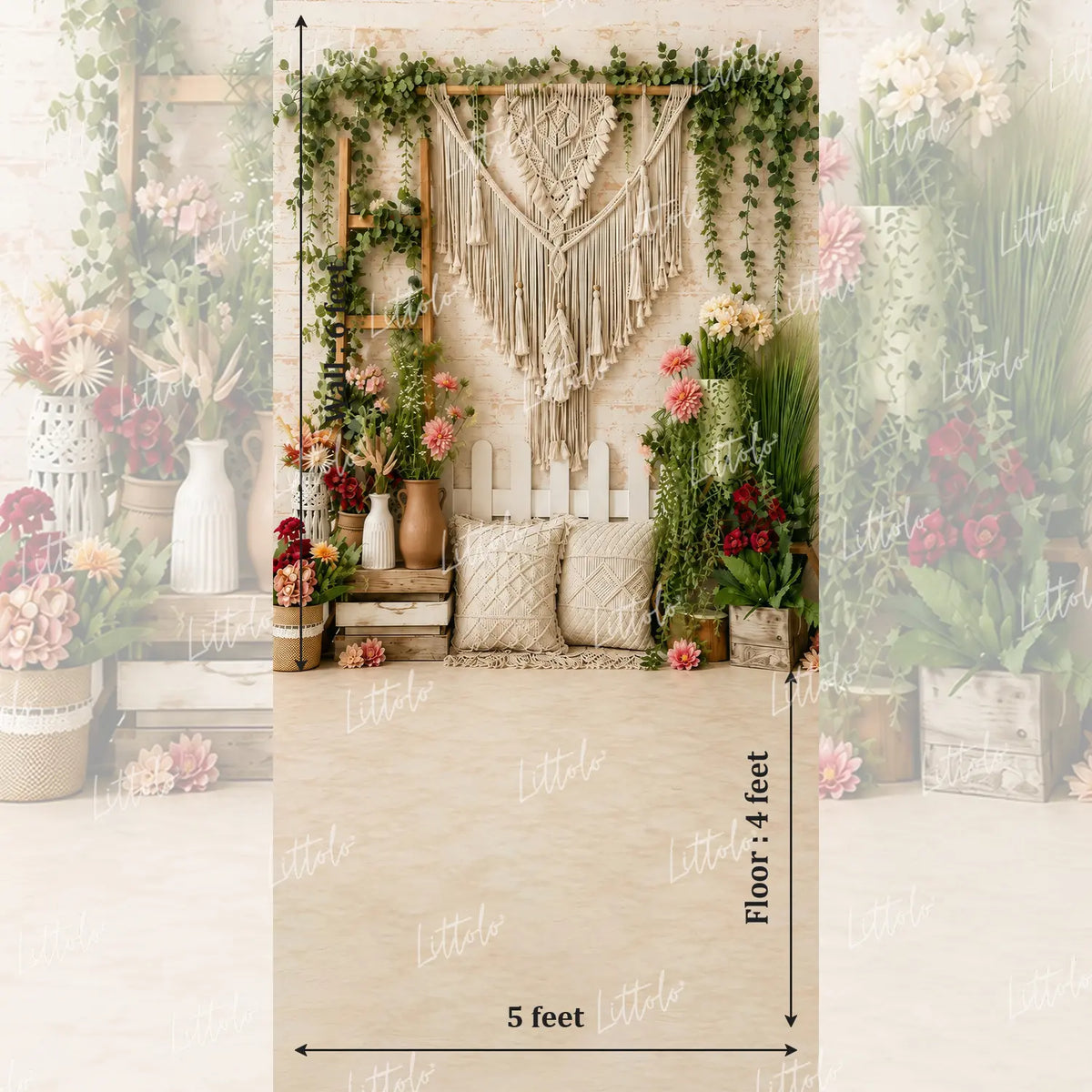 LB1656 Bohemian Macrame Floral Maternity Backdrop
