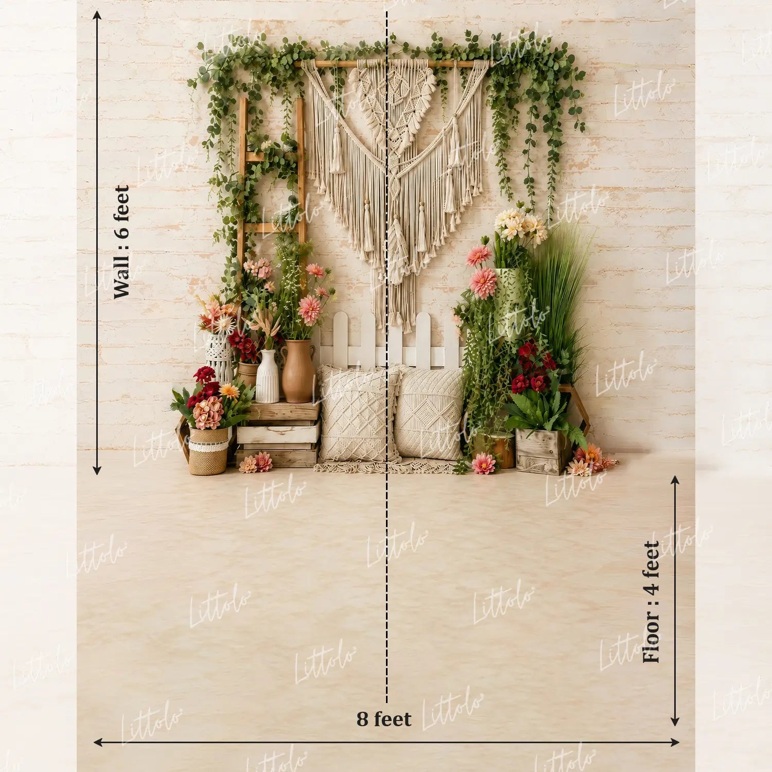 LB1656 Bohemian Macrame Floral Maternity Backdrop