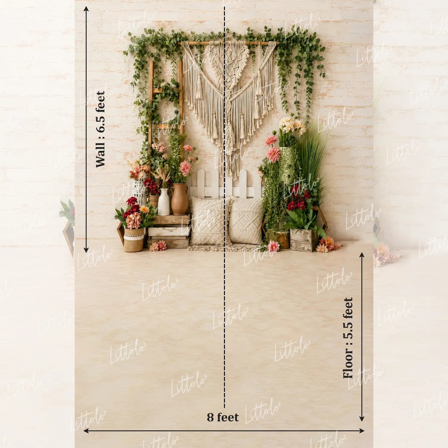 LB1656 Bohemian Macrame Floral Maternity Backdrop