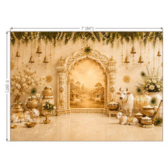 LB1658 Royal Cow & Peacock Krishna Janmastami Wall Backdrop