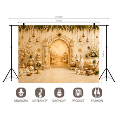 LB1658 Royal Cow & Peacock Krishna Janmastami Wall Backdrop