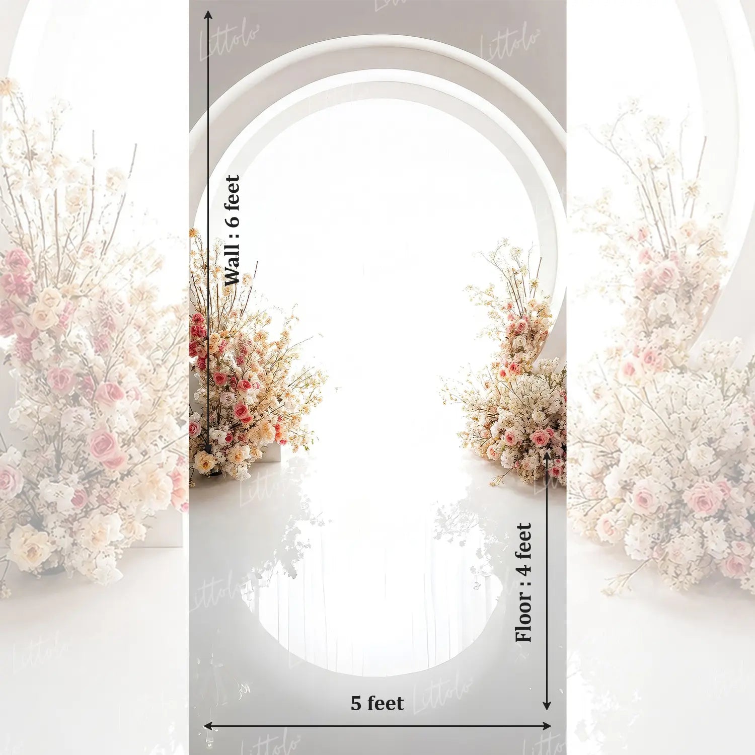 LB1662 White Floral Circle Arch Maternity Backdrop