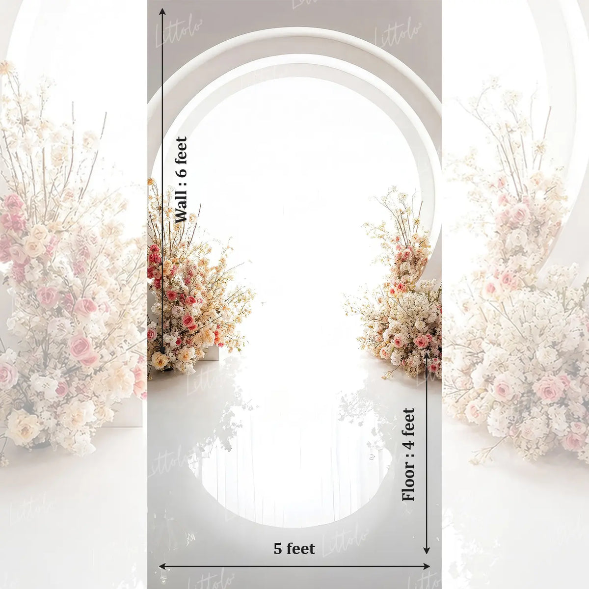 LB1662 White Floral Circle Arch Maternity Backdrop