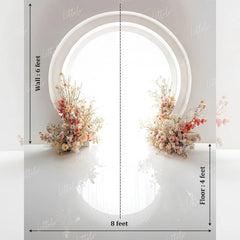 LB1662 White Floral Circle Arch Maternity Backdrop