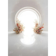 LB1662 White Floral Circle Arch Maternity Backdrop