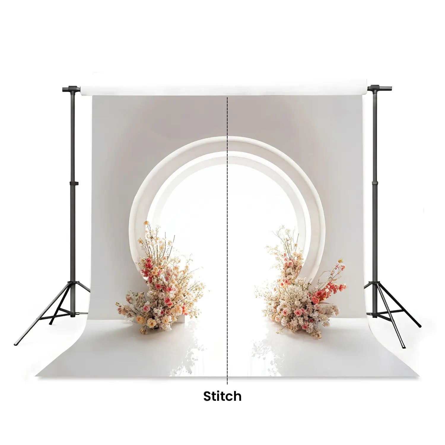LB1662 White Floral Circle Arch Maternity Backdrop