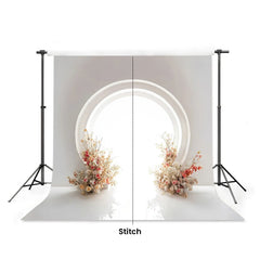 LB1662 White Floral Circle Arch Maternity Backdrop