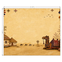 LB1663W Traditional Navratri Camel Village Wall Backdrop