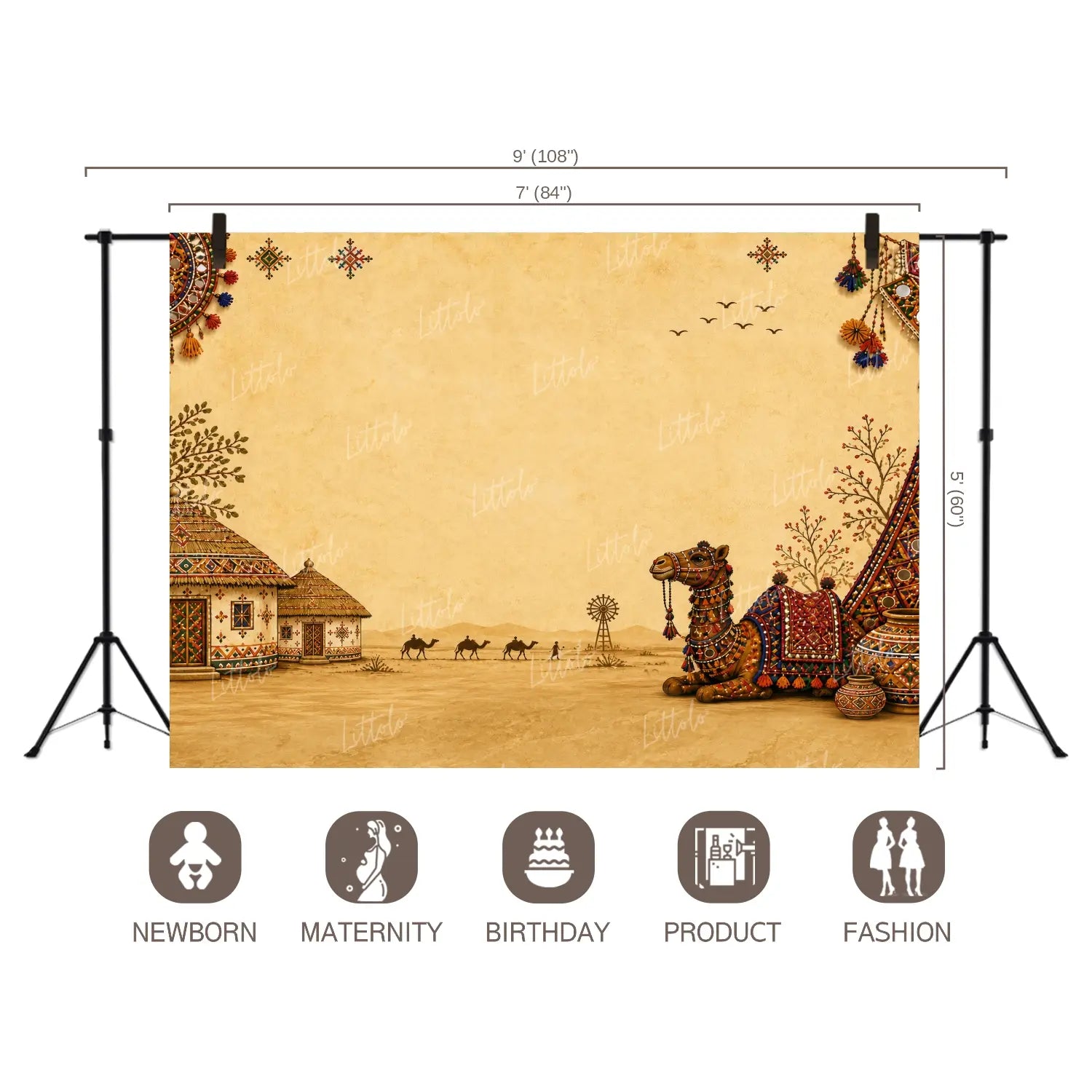 LB1663C Traditional Navratri Camel Village Floor & Wall Duodrop (2 Pcs)