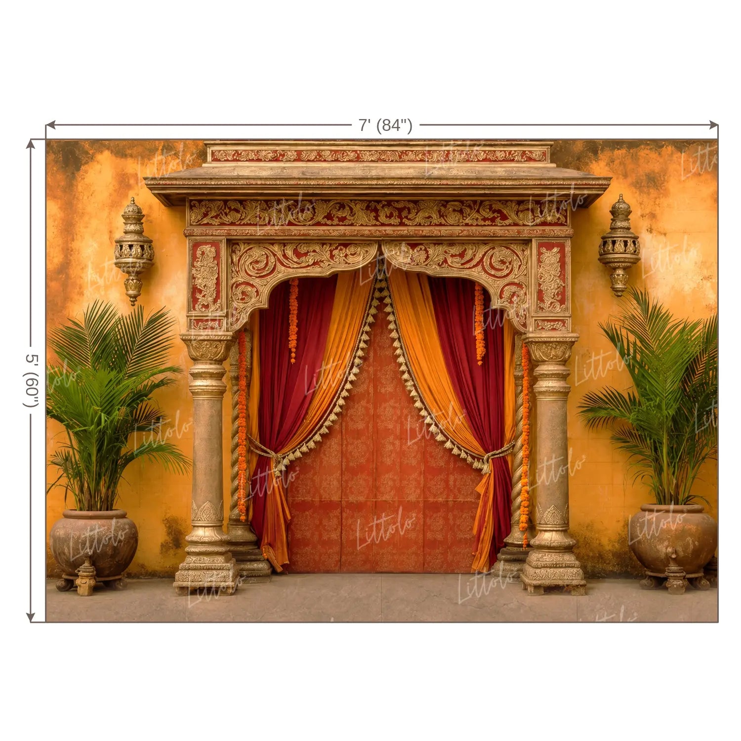 LB1664W Royal Navratri Garba Darbar Wall Backdrop