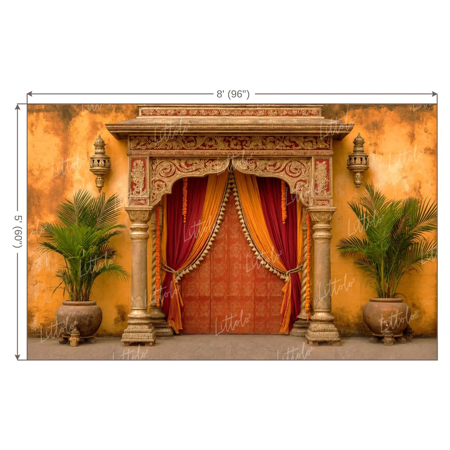 LB1664W Royal Navratri Garba Darbar Wall Backdrop