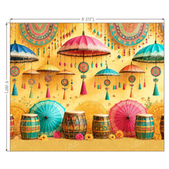 LB1665W Colorful Navratri Garba Festival Wall Backdrop