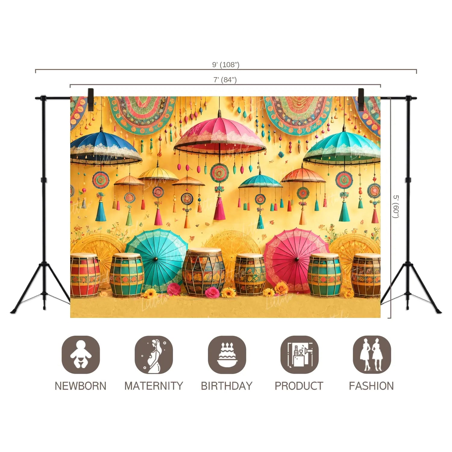 LB1665C Colorful Navratri Garba Festival Floor & Wall Duodrop (2 Pcs)