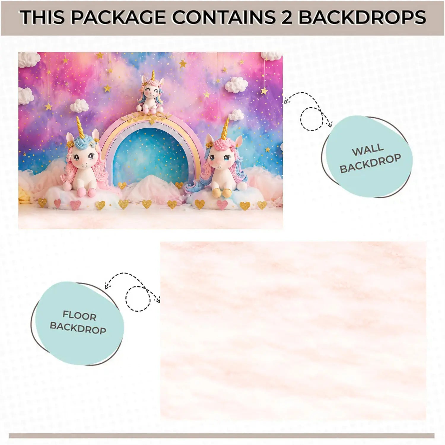 LB1669C Fairy Tale Unicorn Backdrop Floor & Wall Duodrop (2 Pcs)