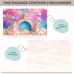 LB1669C Fairy Tale Unicorn Backdrop Floor & Wall Duodrop (2 Pcs)