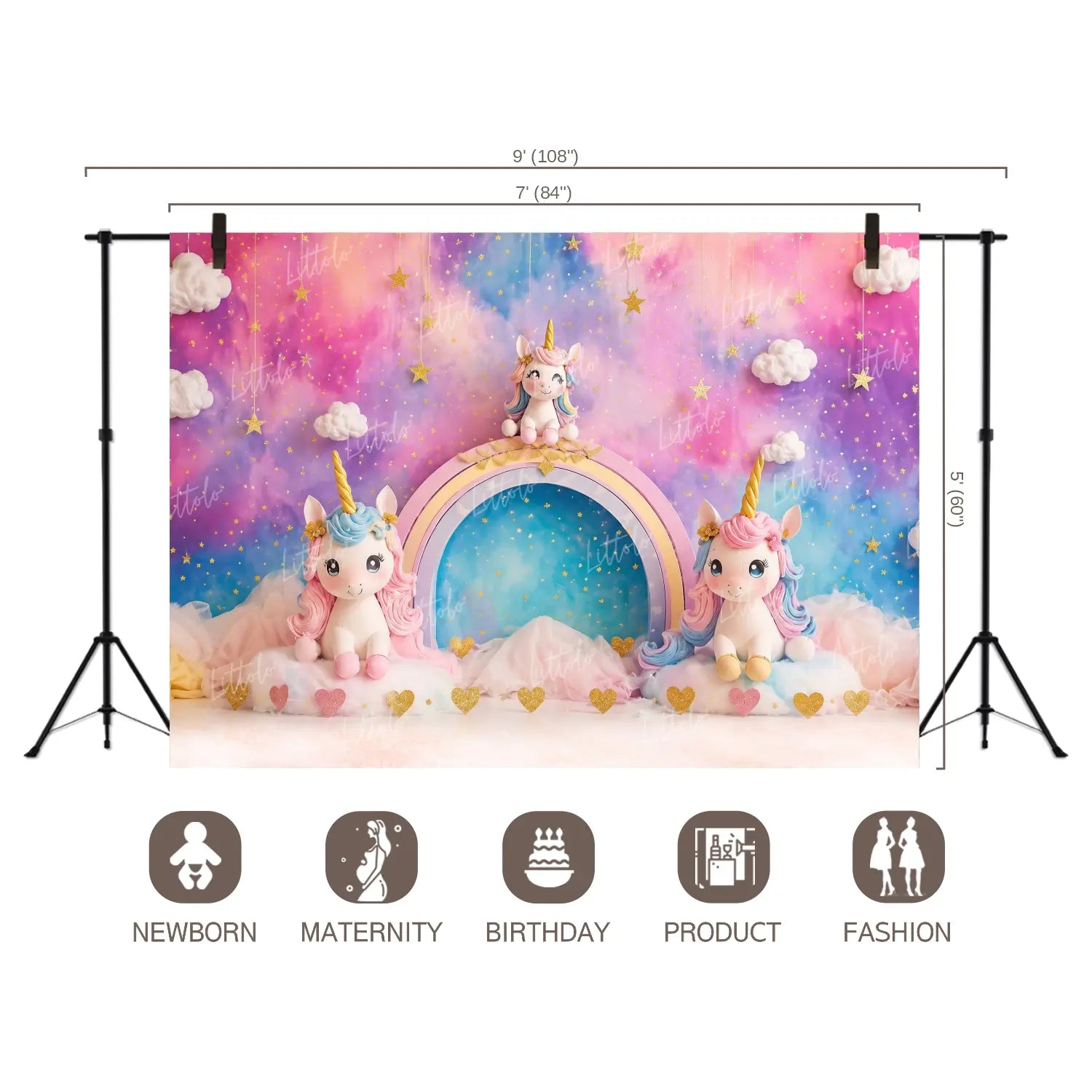 LB1669C Fairy Tale Unicorn Backdrop Floor & Wall Duodrop (2 Pcs)