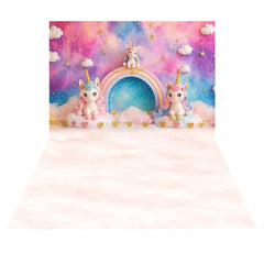 LB1669C Fairy Tale Unicorn Backdrop Floor & Wall Duodrop (2 Pcs)
