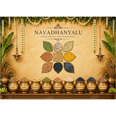 LB1672W Annaprashan Navadhanya Blessings Wall Backdrop