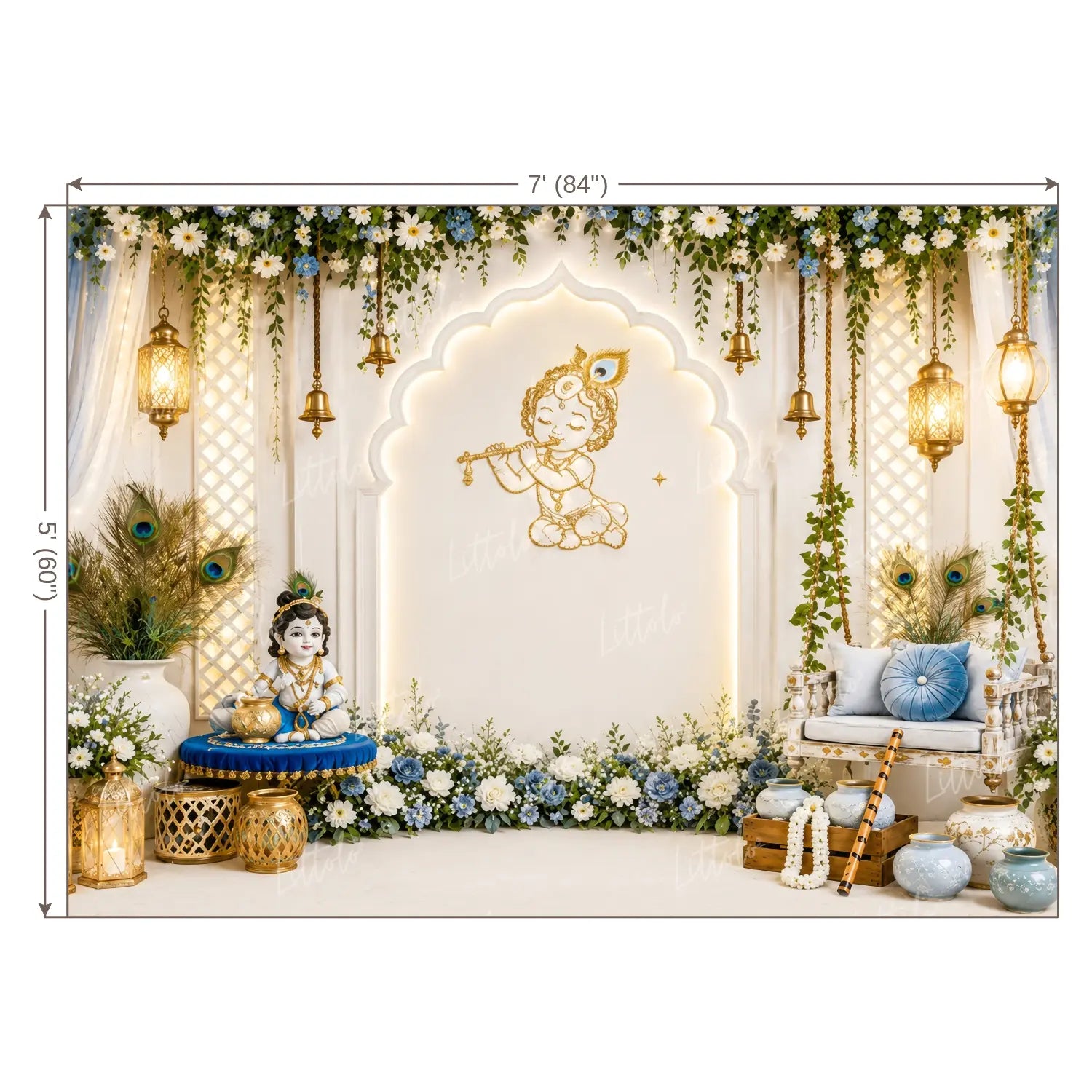 LB1673W Krishna Nandalaya Wall Backdrop