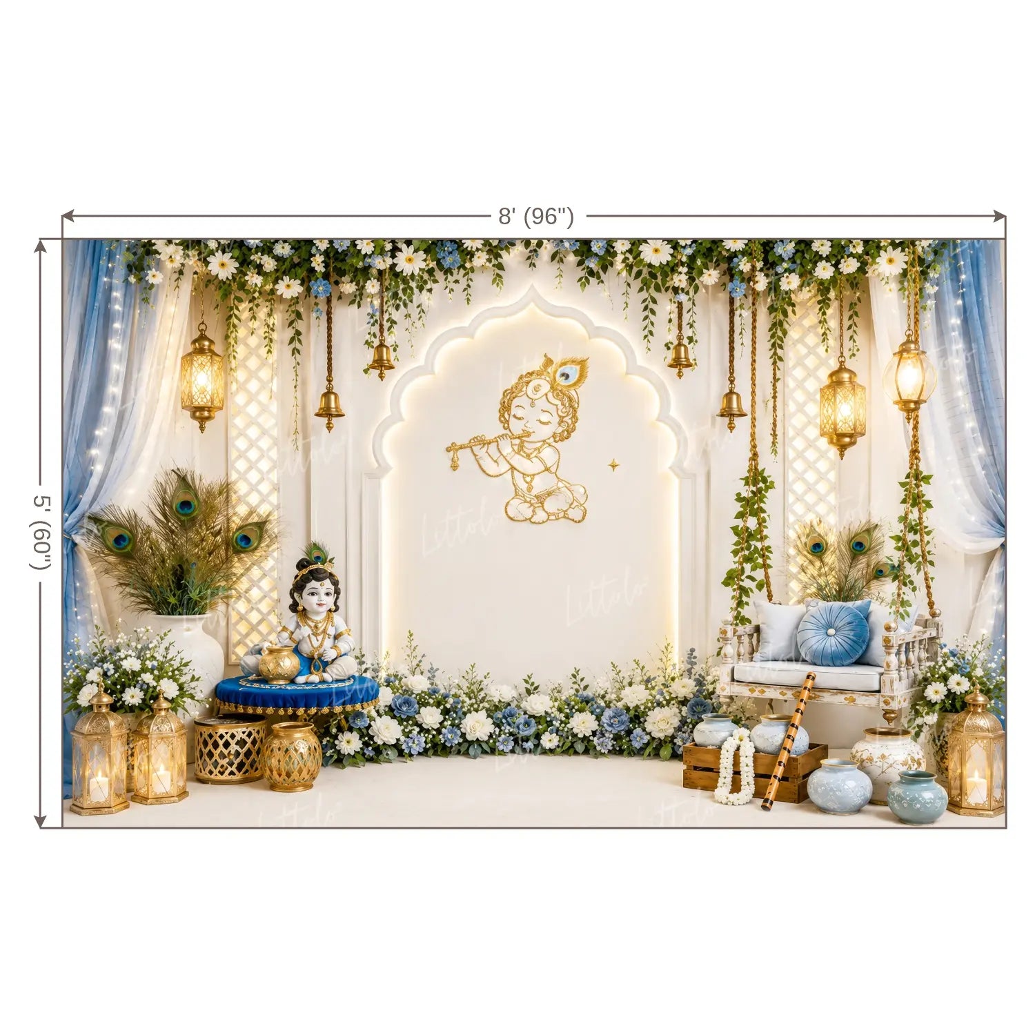 LB1673W Krishna Nandalaya Wall Backdrop