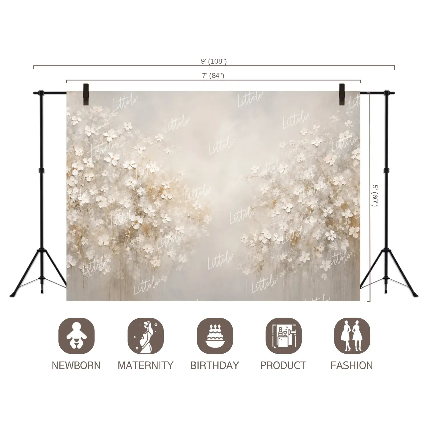 LB1675 Gainsboro Floral Backdrop