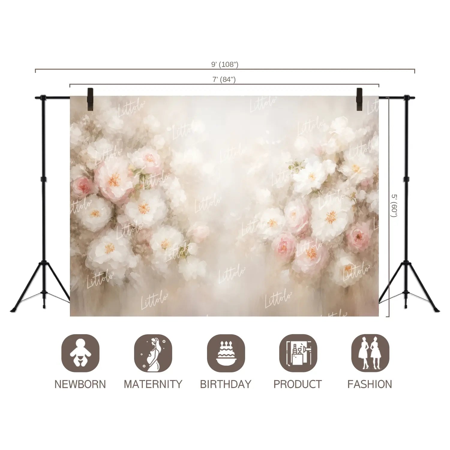 LB1677 Peach Puff Floral Backdrop