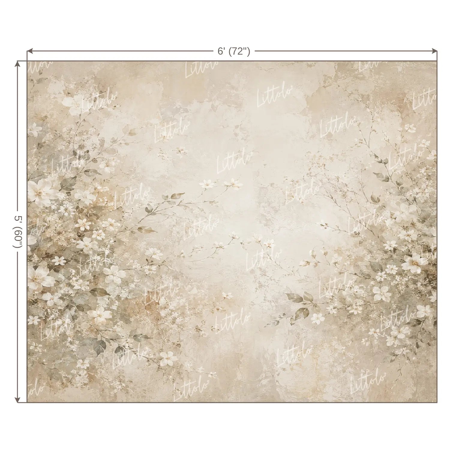LB1692 Vintage Ivory Floral Backdrop