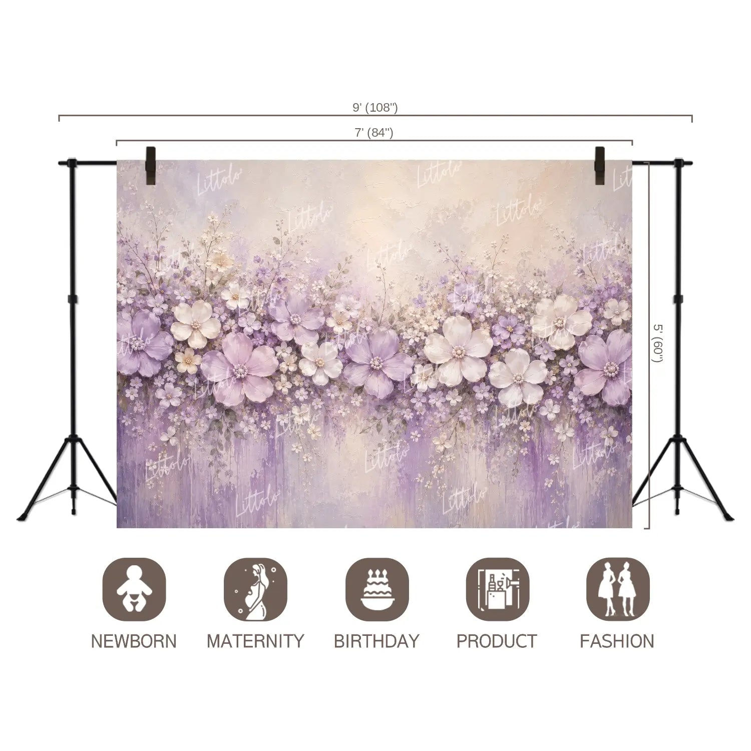 LB1693 Lavender Blooms Floral Backdrop