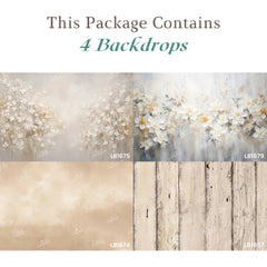 LB1694 Ivory Bloom & Rustic Elegance Newborn Backdrop Combo