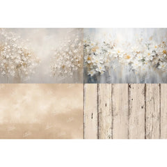 LB1694 Ivory Bloom & Rustic Elegance Newborn Backdrop Combo