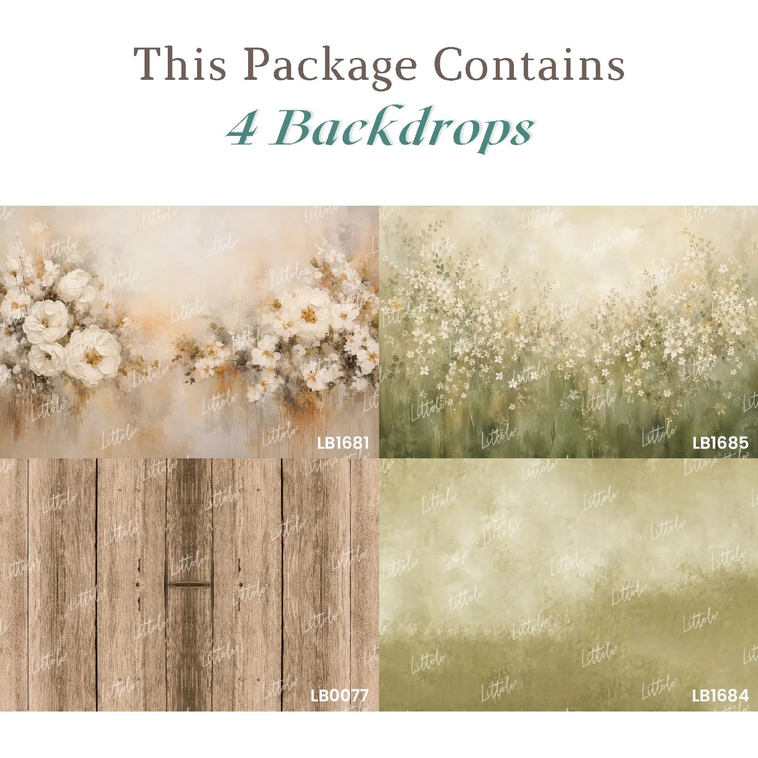 LB1697 Enchanted Meadow & Rustic Blooms Newborn Backdrop Combo