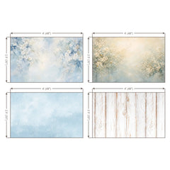 LB1698 Serene Blue Blossom Garden Newborn Backdrop Combo