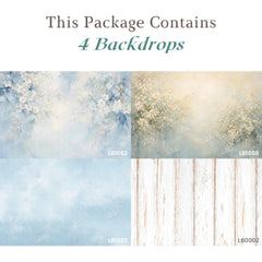 LB1698 Serene Blue Blossom Garden Newborn Backdrop Combo