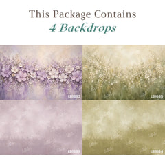 LB1699 Lavender & Green Floral Serenity Newborn Backdrop Combo