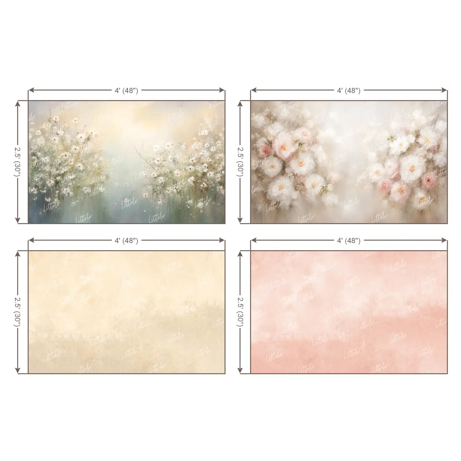 LB1700 Soft Sage Floral Garden Newborn Backdrop Combo