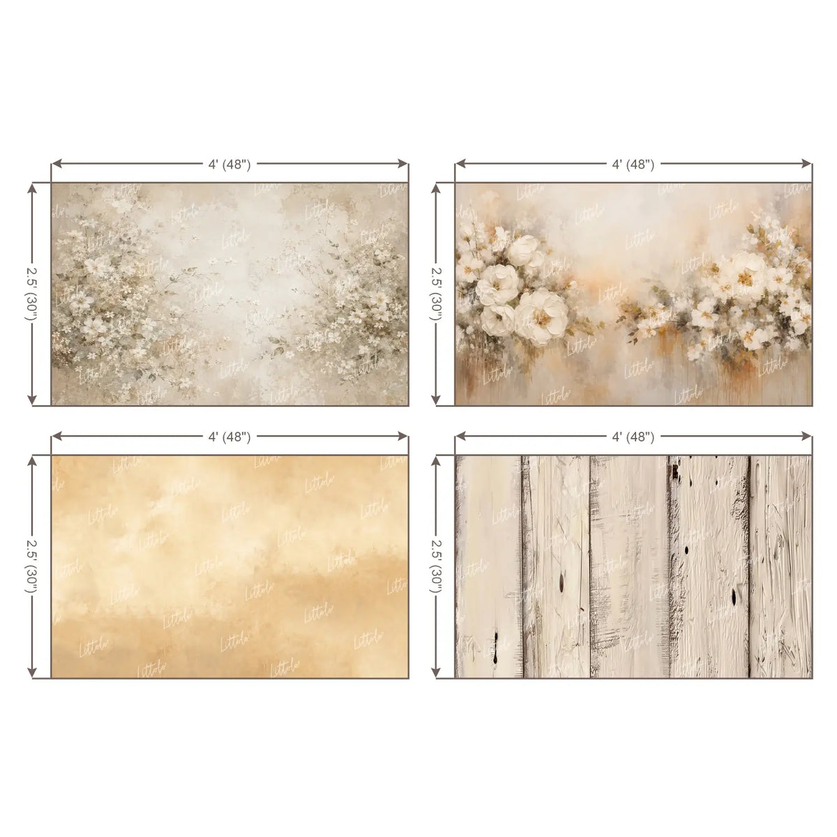 LB1702 Sage Garden & Rustic Wood Newborn Backdrop Combo