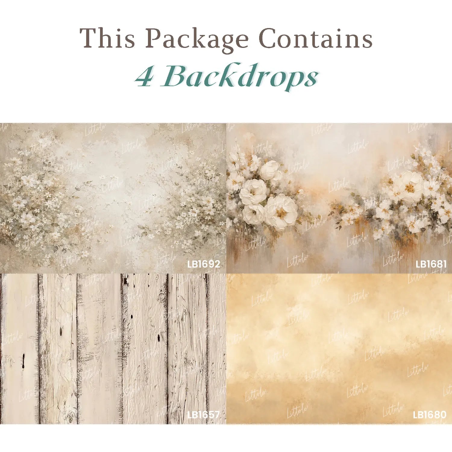 LB1702 Sage Garden & Rustic Wood Newborn Backdrop Combo