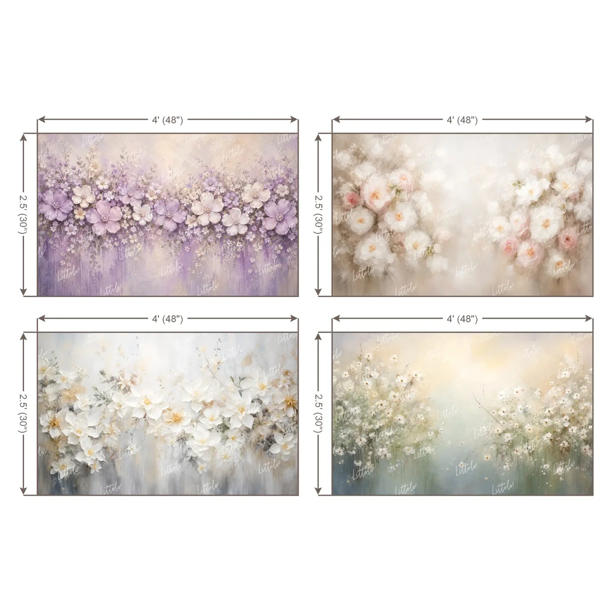 LB1707 Pastel Shade Foral Newborn Backdrop Combo