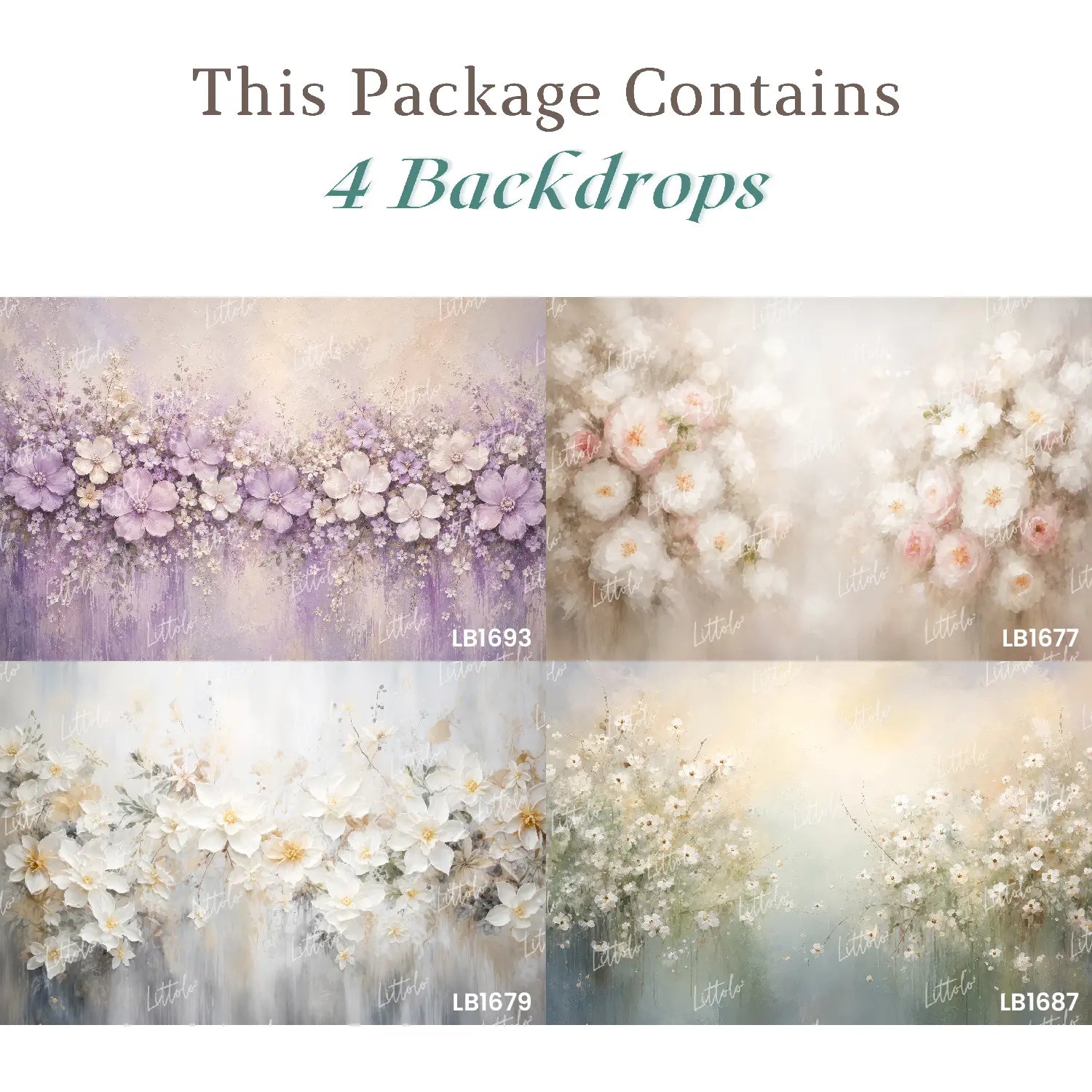 LB1707 Pastel Shade Foral Newborn Backdrop Combo