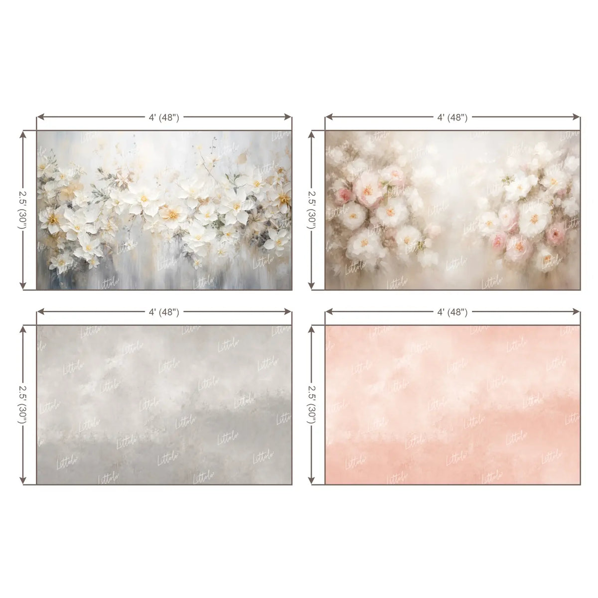 LB1703 Vintage Meadow Floral Newborn Backdrop Combo