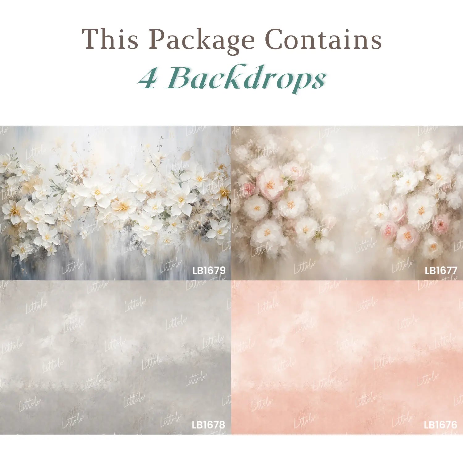 LB1703 Vintage Meadow Floral Newborn Backdrop Combo