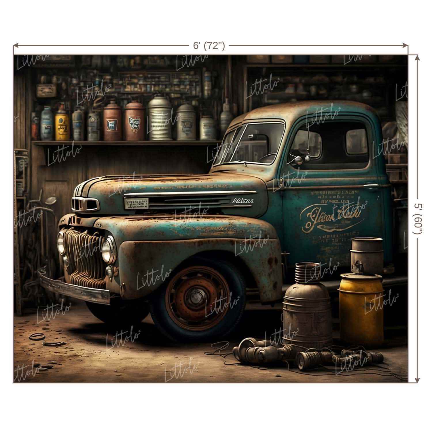 LB0731 Vintage Garage Backdrop