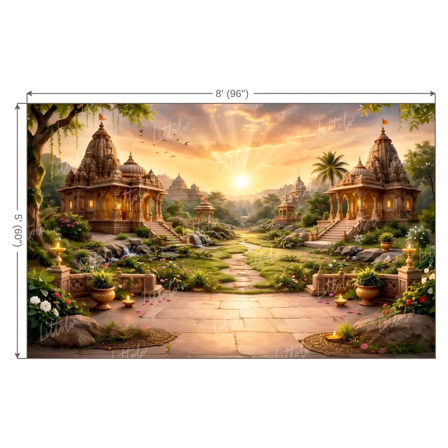 LB1597W Ram Rajya Garden Wall Backdrop